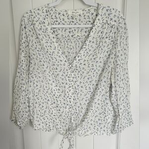 Floral Tie-Front Blouse